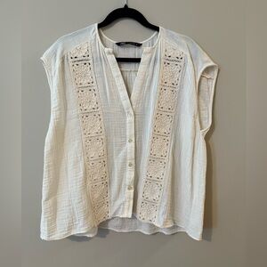 Zara Cream Button-Up Top